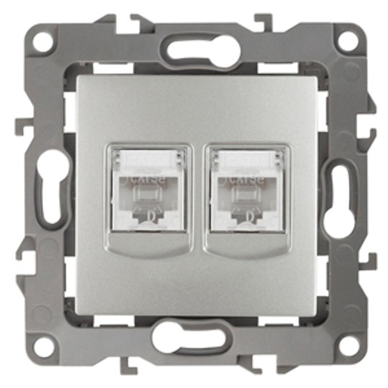 Розетка информационная двойная 12-3108-03  2XRJ45,  алюминий
