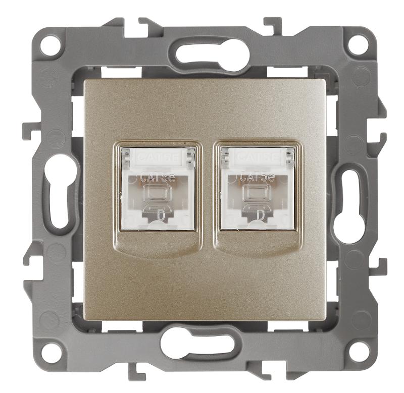Розетка информационная двойная 12-3108-04  2XRJ45,  шампань