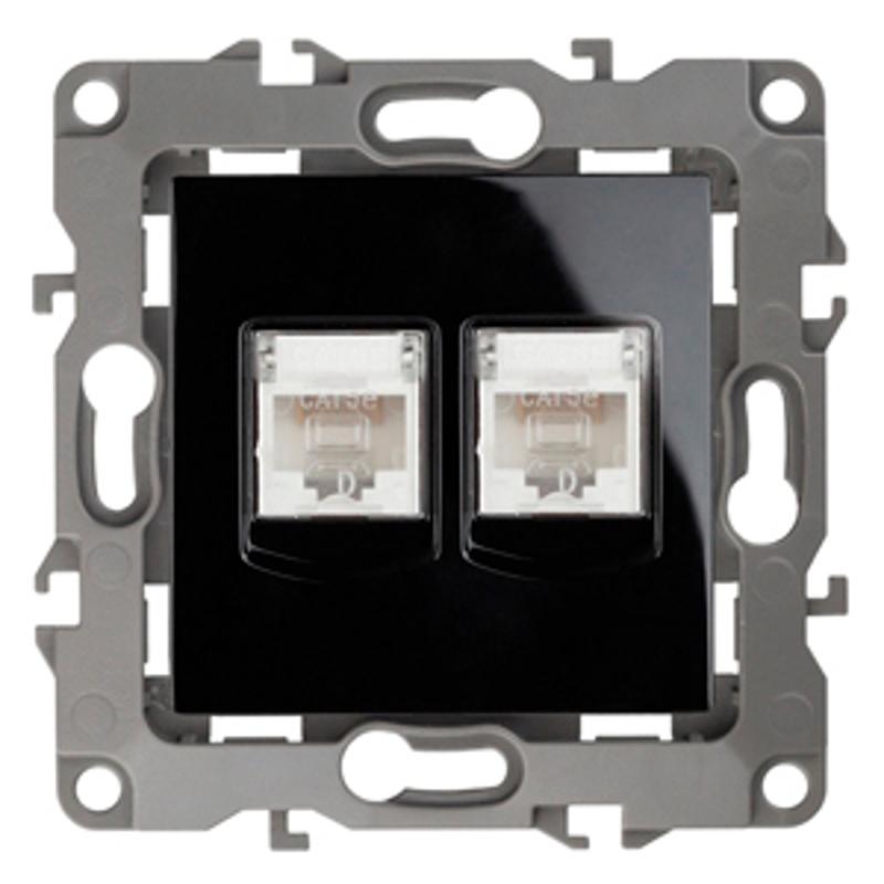 Розетка информационная двойная 12-3108-06  2XRJ45,  чёрный