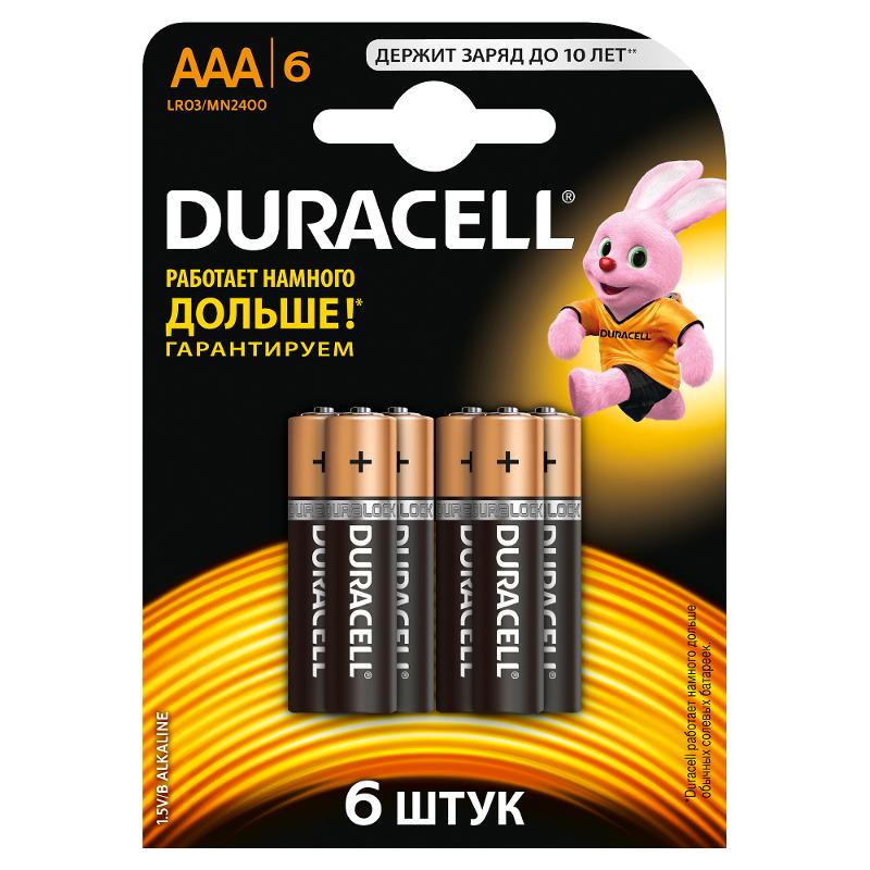 Элемент питанияDuracell LR03-6BL BASIC