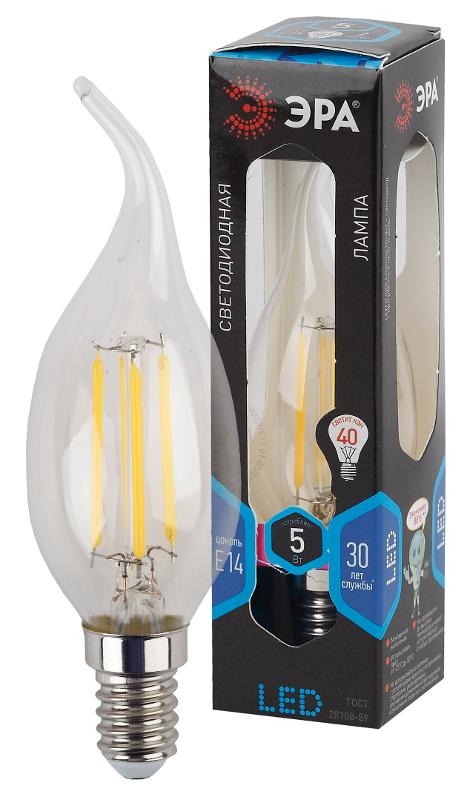 Лампа светодиодная LED 5Вт E14 220В 4000К F-LED BXS свеча на ветру