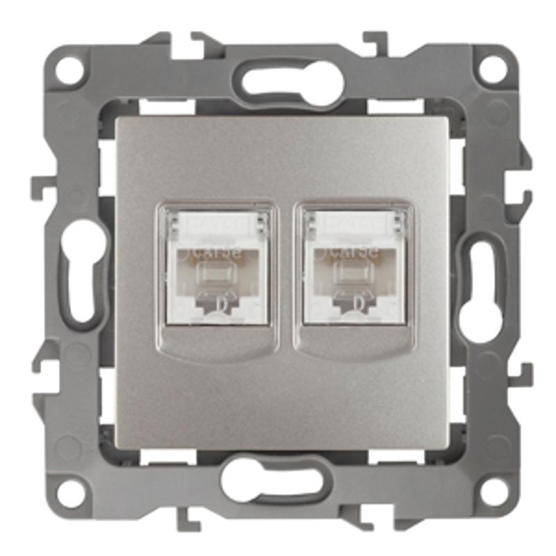Розетка информационная двойная 12-3108-15  2XRJ45,  перламутр