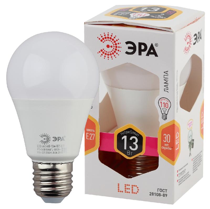Лампа светодиодная LED 13Вт Е27 220В 2700К smd A60 груша