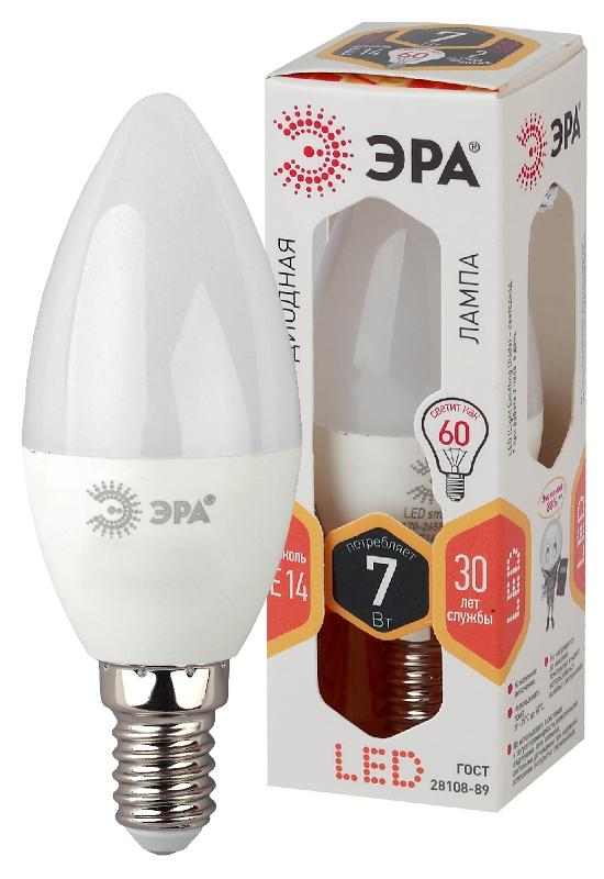 Лампа светодиодная LED 7Вт E14 220В 2700К B35 свеча