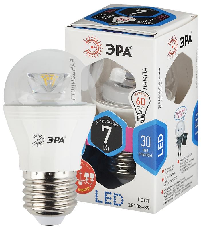 Лампа светодиодная LED  7Вт Е27 4000К СТАНДАРТ smd P45-7w-840-E27-Clear