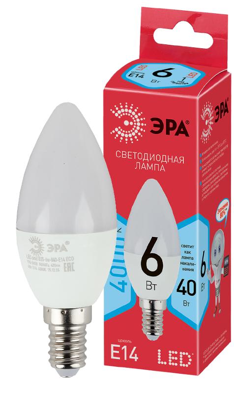 Лампа светодиодная RED LINE ECO LED B35-6W-840-E14 6Вт свеча нейтральный белый свет