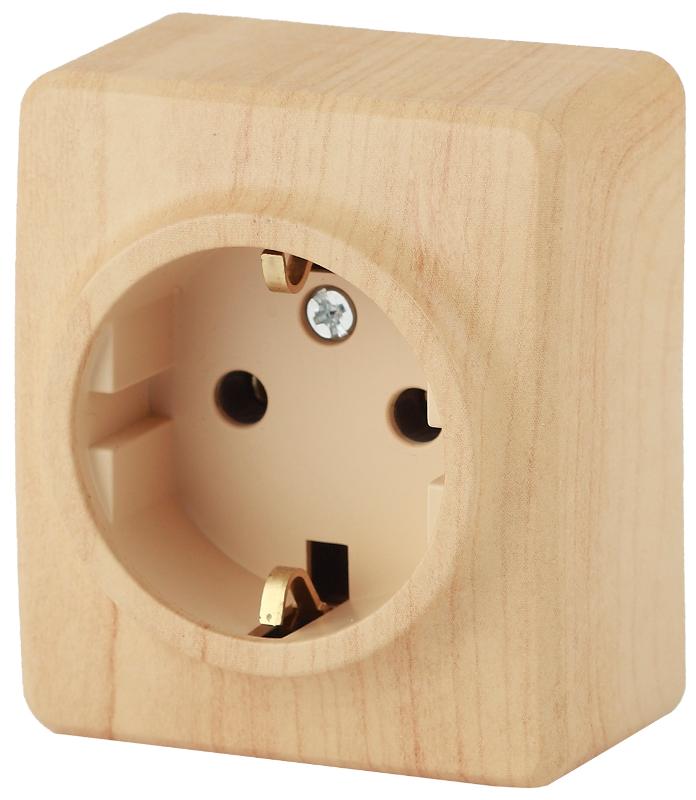 Розетка 11-2203-11  2P+E Schuko, 16АХ-250В, ОУ, Эксперт, Сосна
