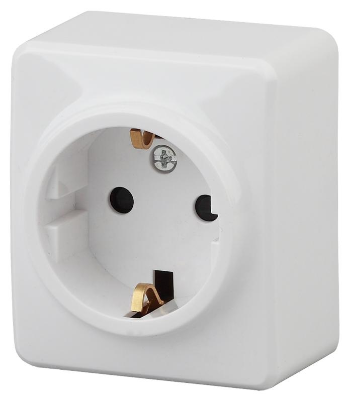 Розетка 11-2204-01  2P+E Schuko со шторками, 16АХ-250В, ОУ, Эксперт, Белый