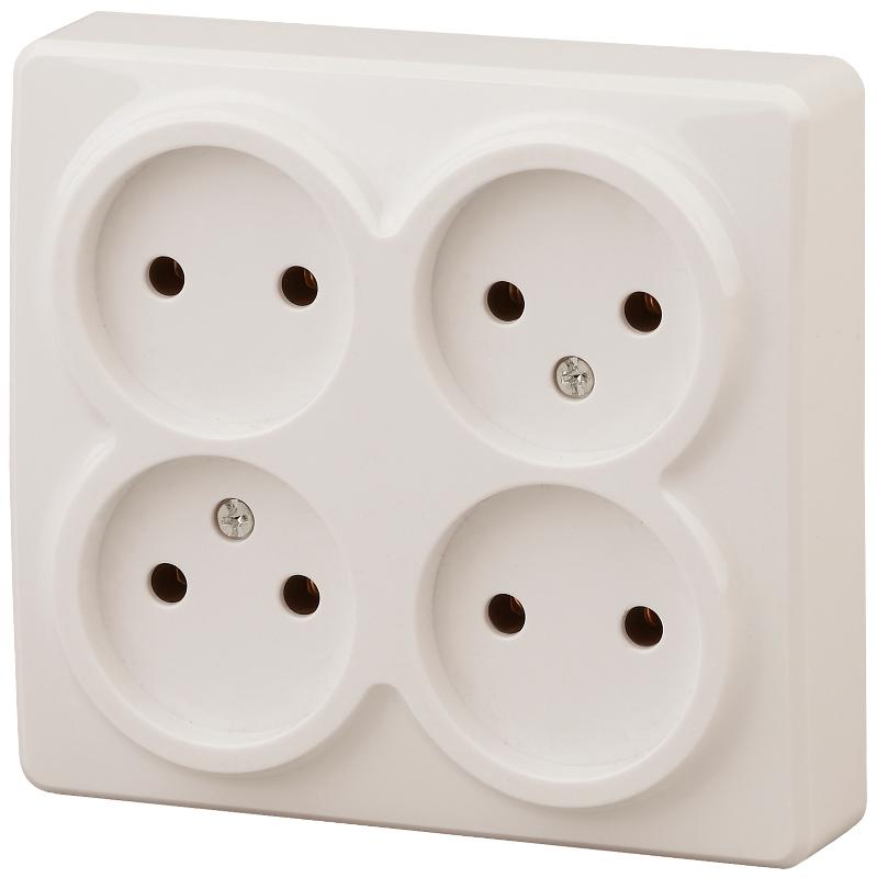 Розетка 11-2210-02  4х2P, 16АХ-250В, ОУ, Эксперт, Слоновая кость