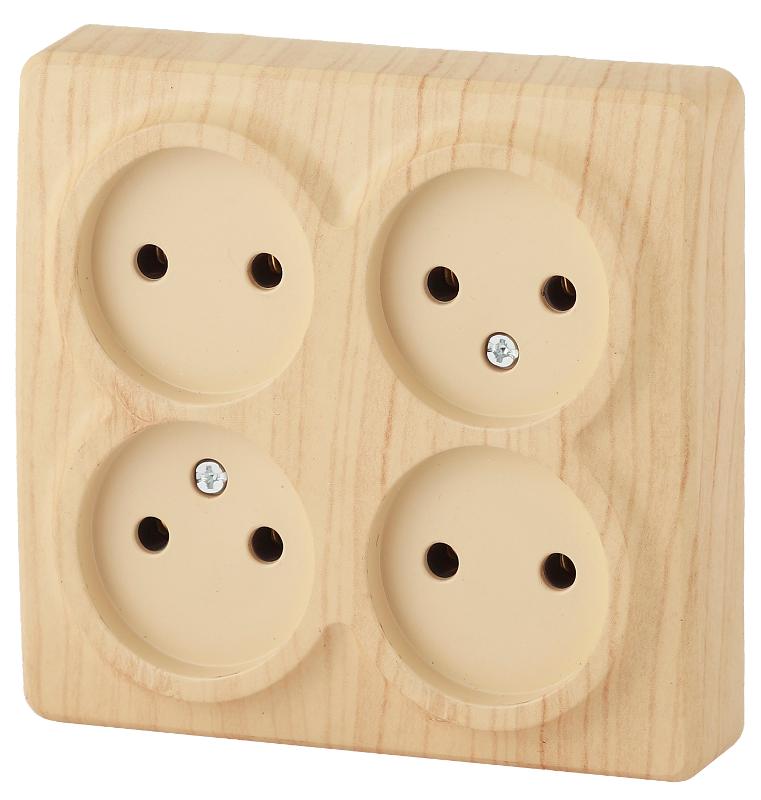 Розетка 11-2210-11  4х2P, 16АХ-250В, ОУ, Эксперт, Сосна