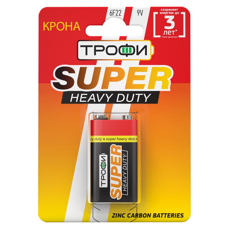 Батарейка солевая (ЭП) 6F22-1BL (12/96/5760) (Крона)