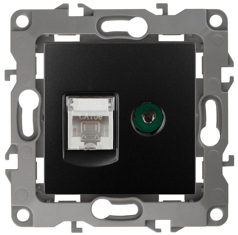 Розетка информационная+TV 12-3110-05 RJ45+TV,  антрацит