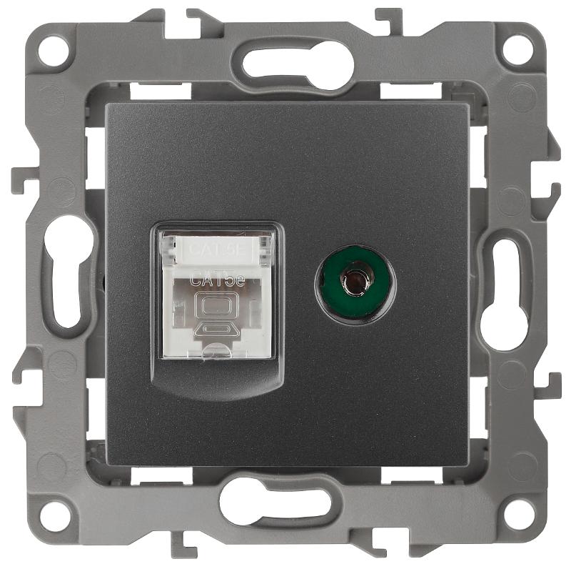 Розетка информационная+TV 12-3110-12 RJ45+TV,  графит