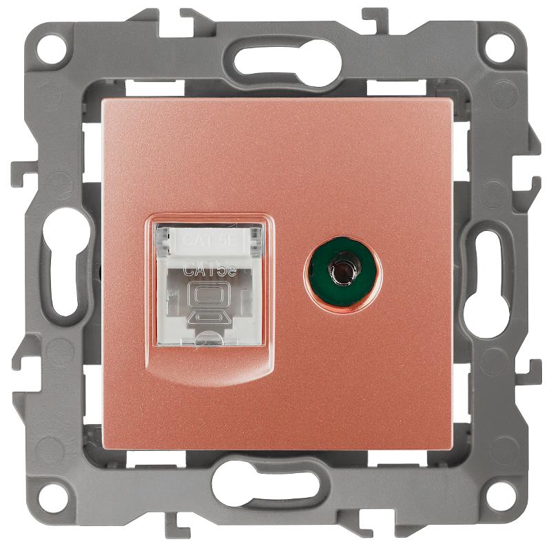Розетка информационная+TV 12-3110-14 RJ45+TV,  медь