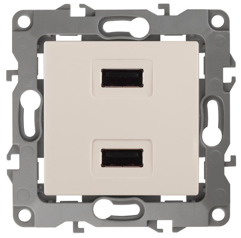 Устройство зарядное USB 12-4110-02  , 5В-2100мА,  слоновая кость