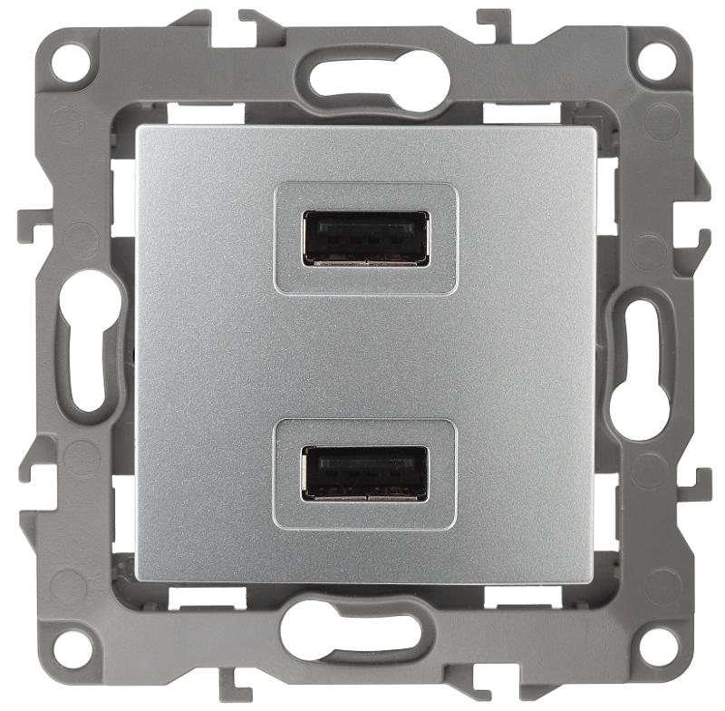 Устройство зарядное USB 12-4110-03  , 5В-2100мА,  алюминий