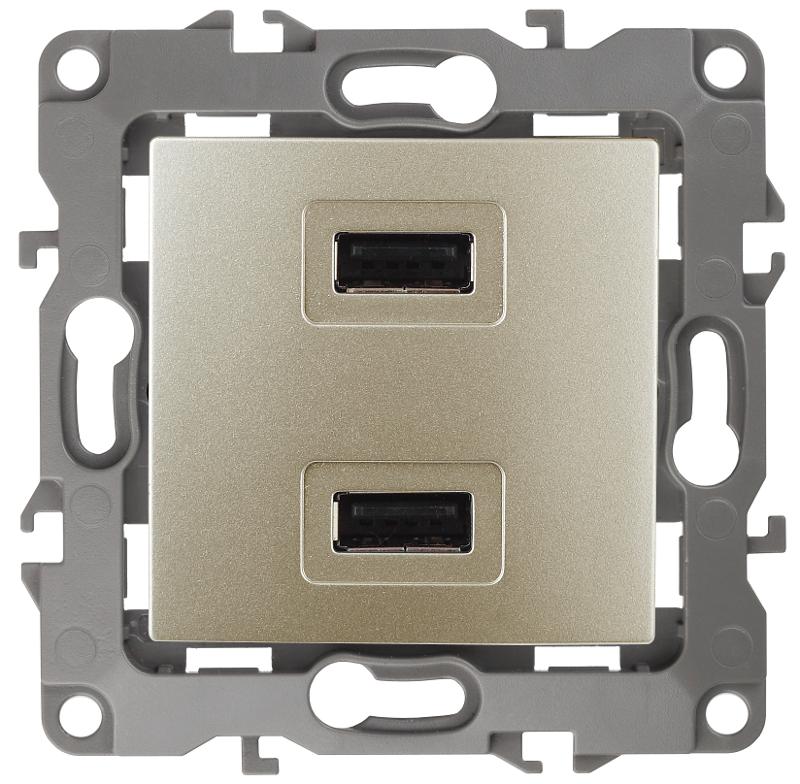 Устройство зарядное USB 12-4110-04  , 5В-2100мА,  шампань