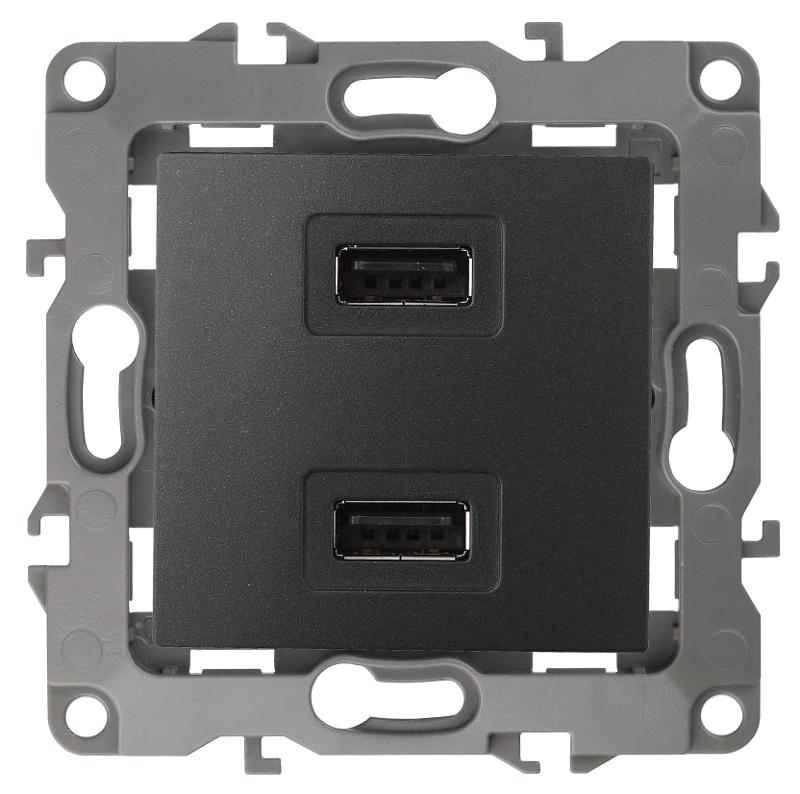 Устройство зарядное USB 12-4110-05  , 5В-2100мА,  антрацит