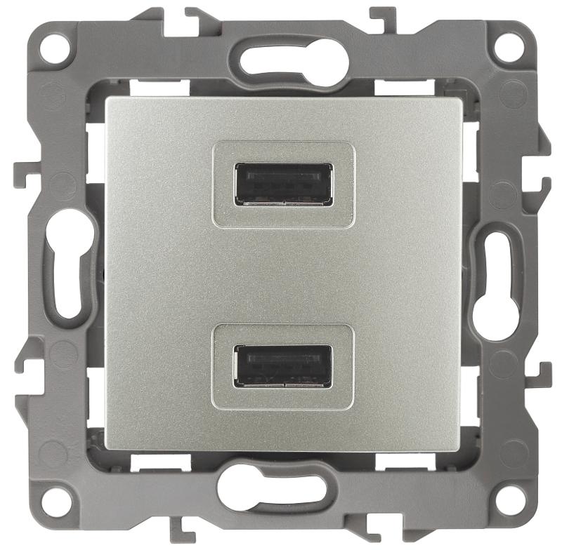 Устройство зарядное USB 12-4110-15  , 5В-2100мА,  перламутр