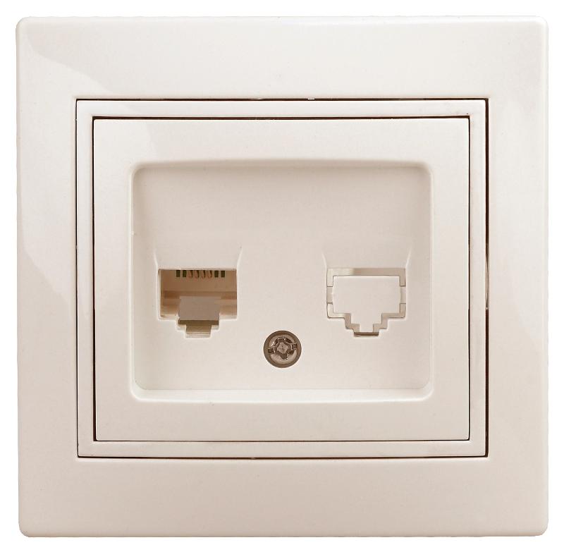 1-303-02 Intro Розетка информационная RJ45, IP20, СУ, Plano, сл.кость