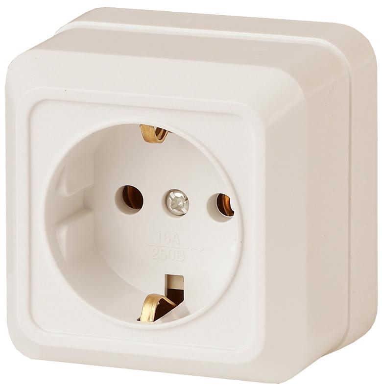 2-202-02 Intro Розетка 2P+E Schuko, 16А-250В, IP20, ОУ, Quadro, сл.кость