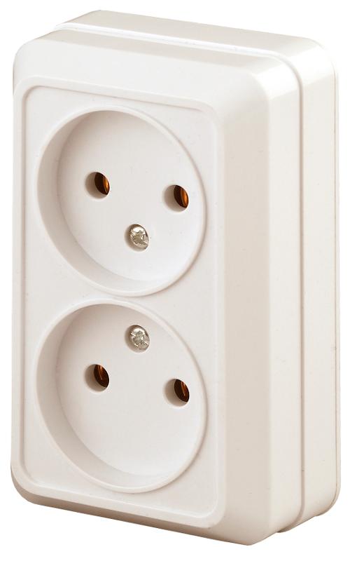 2-203-02 Intro Розетка 2х2P, 16А-250В, IP20, ОУ, Quadro, сл.кость
