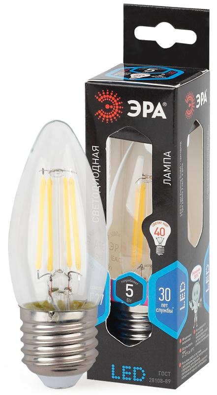 Лампа светодиодная F-LED B35-5W-840-E27 Лампы СВЕТОДИОДНЫЕ F-LED ЭРА (филамент, свеча, 5Вт, нейтр, E27)