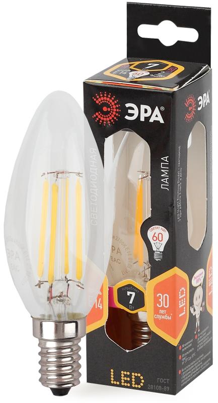 Лампа светодиодная LED филамент 7Вт Е14 2700К В35 827 свеча