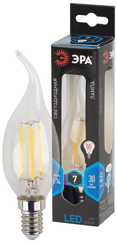 Лампа светодиодная F-LED BXS-7W-840-E14 (филамент, свеча на ветру, 7Вт, нейтр, E14)