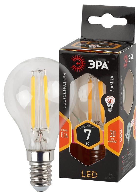 Лампа светодиодная LED филамент шар матовый F-LED P45-7W-827-E14 филамент 7Вт E14 2700К