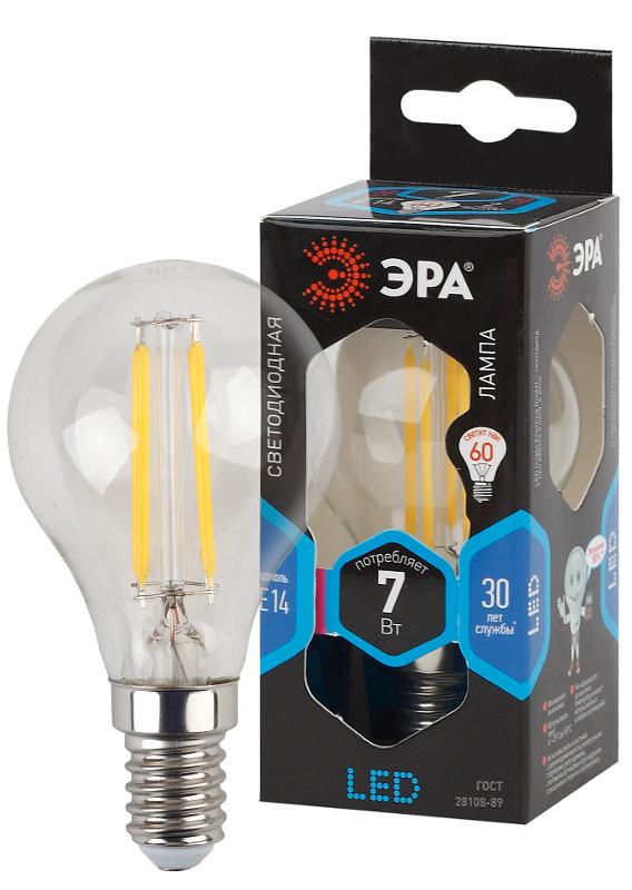 Лампа светодиодная F-LED P45-7W-840-E14 (филамент, шар, 7Вт, нейтр, E14)