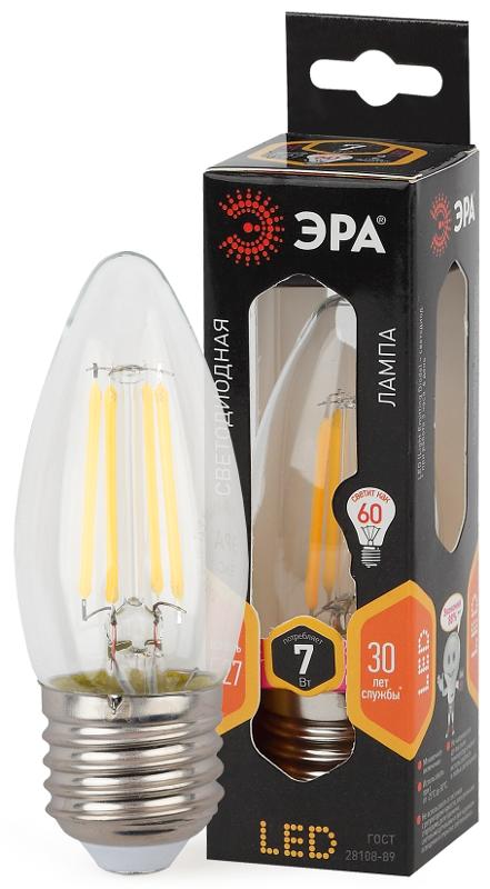 Лампа светодиодная F-LED B35-7W-827-E27 Лампы СВЕТОДИОДНЫЕ F-LED ЭРА (филамент, свеча, 7Вт, тепл, E27)