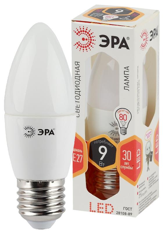 Лампа светодиодная LED 9Вт Е27 2700К smd B35-9w-827-E27