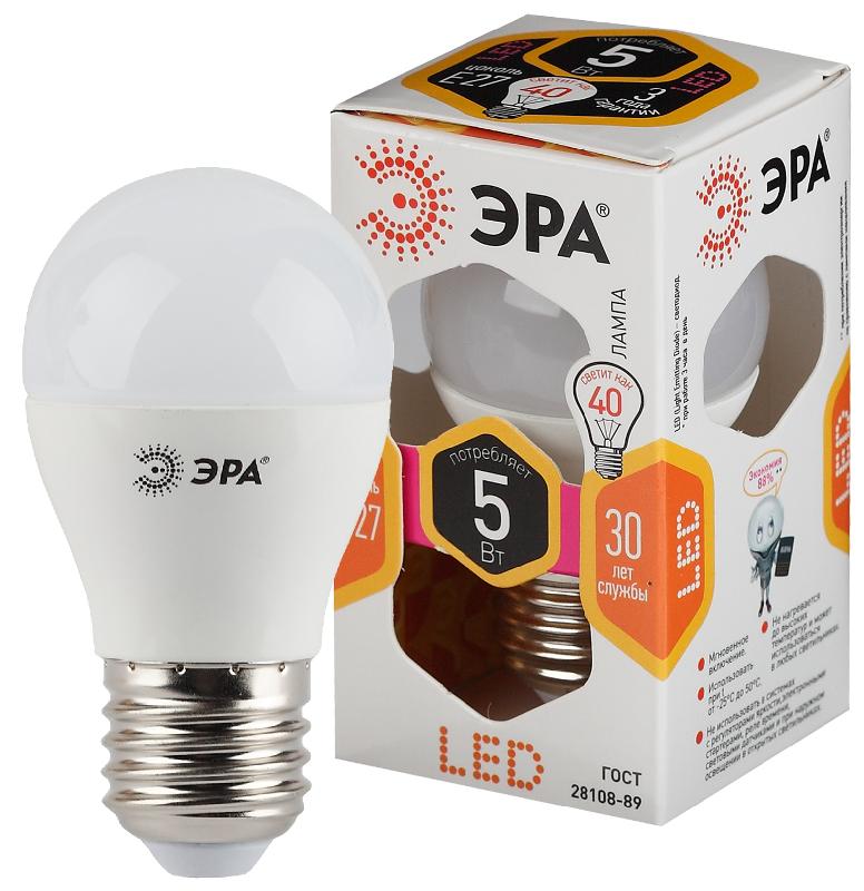 Лампа светодиодная LED 5Вт E27 2700К smd P45 шар