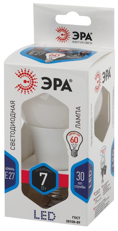 Лампа светодиодная LED A60-7W-840-E27 Лампы СВЕТОДИОДНЫЕ СТАНДАРТ ЭРА (диод, груша, 7Вт, нейтр, E27)