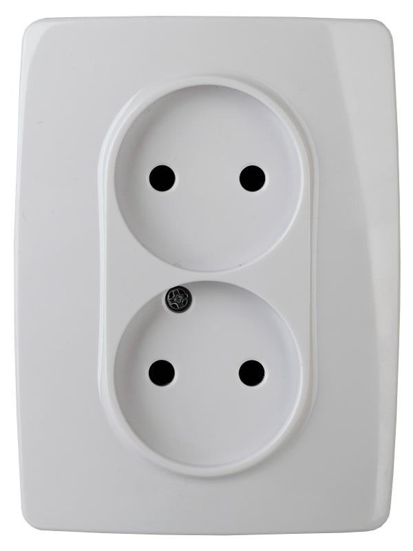 Розетка 2-ая без заземления 16A-250В IP20 Эра12 белый