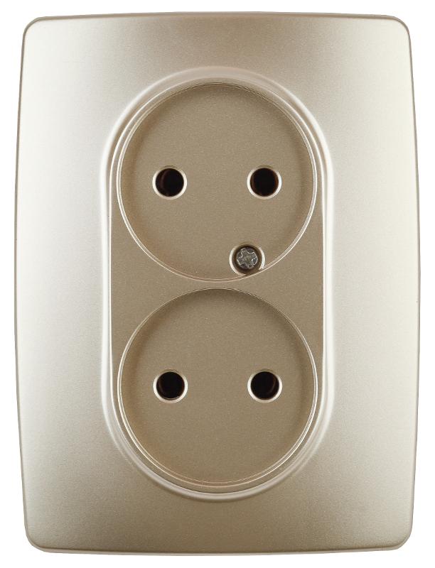 Розетка 2-ая без заземления 16A-250В IP20 Эра12 шампань