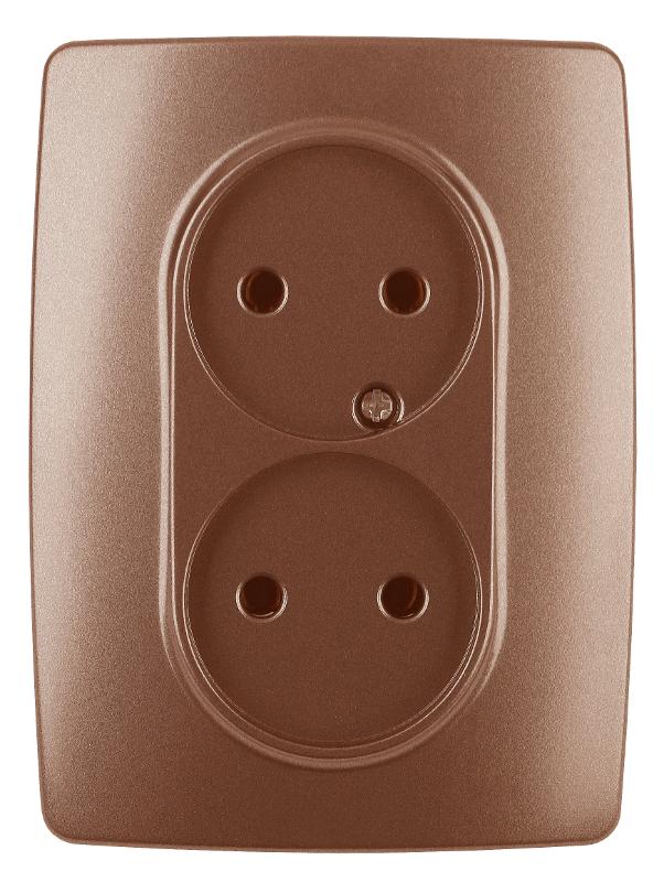 12-2107-14  Розетка 2-ая без заземления, 16A-250В, IP20, Эра12, медь