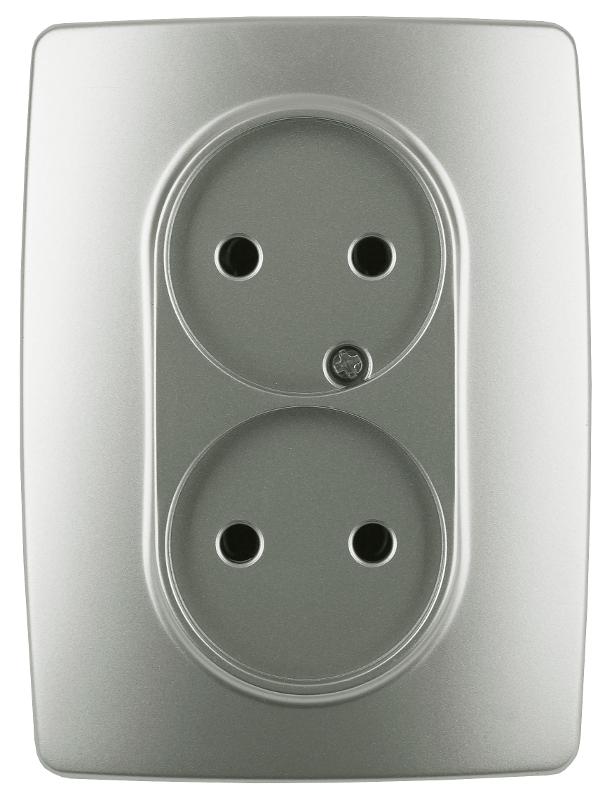 12-2107-15  Розетка 2-ая без заземления, 16A-250В, IP20, Эра12, перламутр