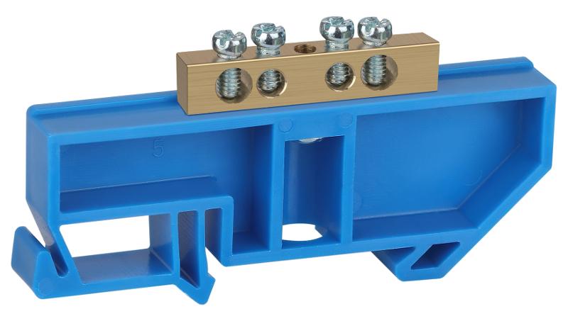 Шина N "ноль" на DIN-изоляторе ШНИ-6х9-4-Д-синий (25/500/12000) NO-222-4