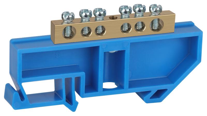 Шина N "ноль" на DIN-изол ШНИ-6х9-6-Д-синий (25/500/12000) NO-222-44