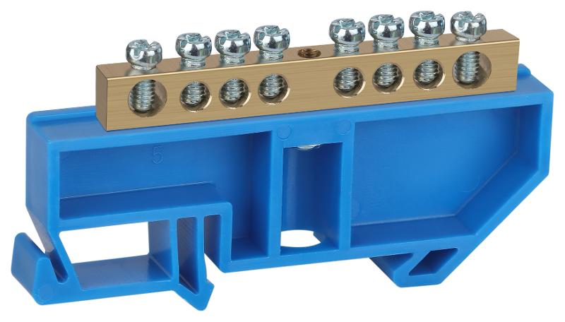 Шина N "ноль" на DIN-изол ШНИ-6х9-8-Д-синий (25/500/9000) NO-222-45