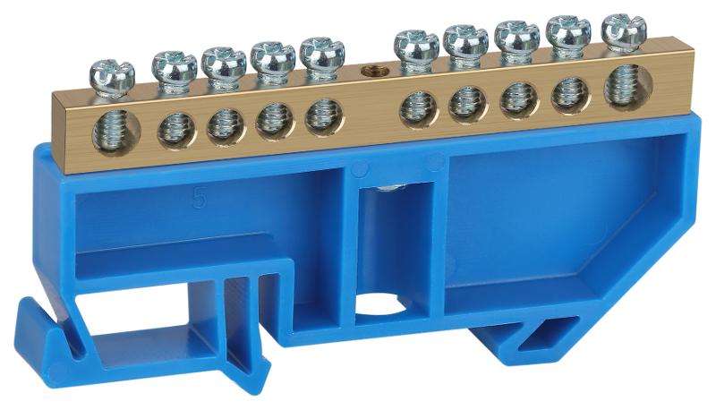 Шина N "ноль" на DIN-изол ШНИ-6х9-10-Д-синий NO-222-46
