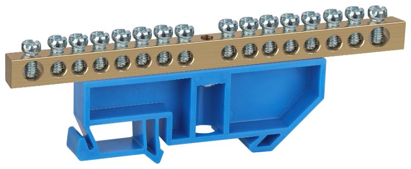 Шина N "ноль" на DIN-изол ШНИ-6х9-16-Д-синий NO-222-49