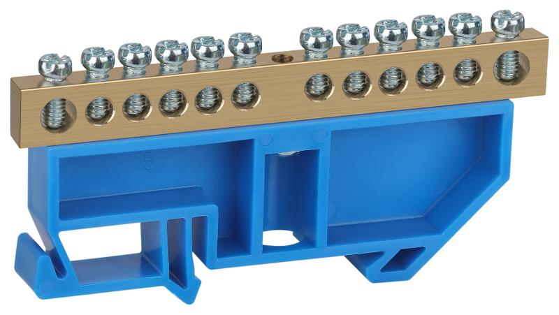 Шина PE "земля" на DIN-изол ШНИ-8х12-12-Д-синий NO-222-53
