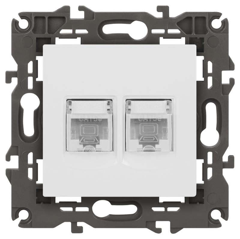 14-3108-01 Розетка 2хRJ45, IP20, белый