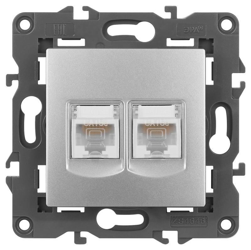 14-3108-03 Розетка 2хRJ45, IP20, алюминий