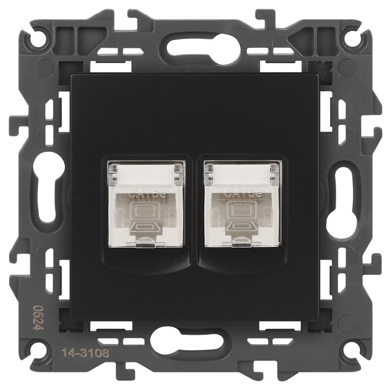 14-3108-05 Розетка 2хRJ45, IP20, антрацит