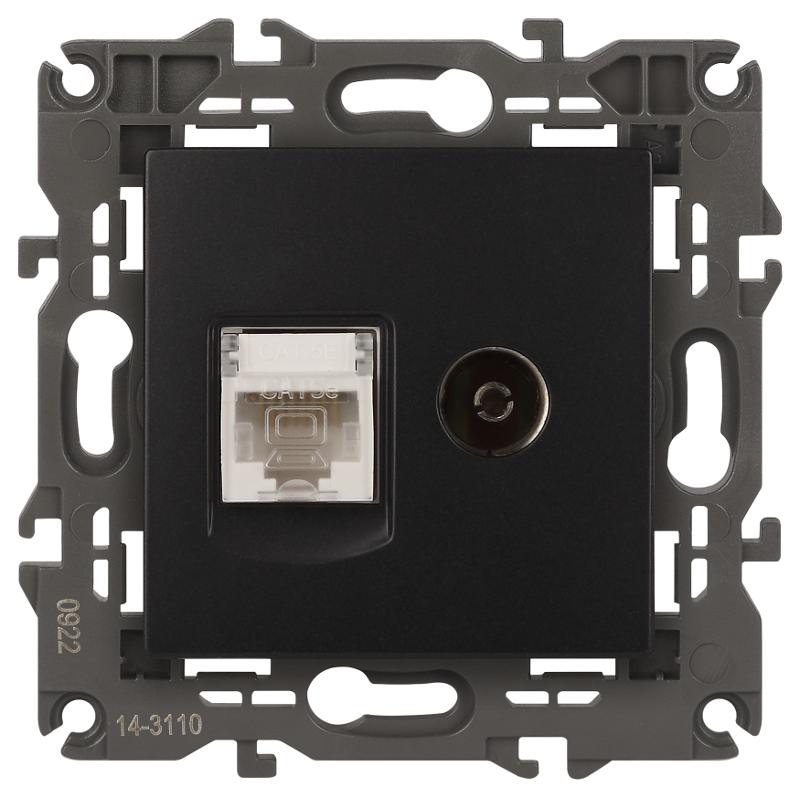 14-3110-05 Розетка RJ45+TV, IP20, антрацит