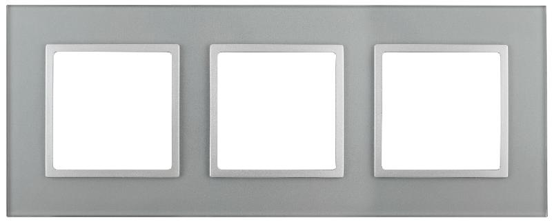 14-5103-03 Рамка на 3 поста, стекло, Эра Elegance, алюминий+алюм